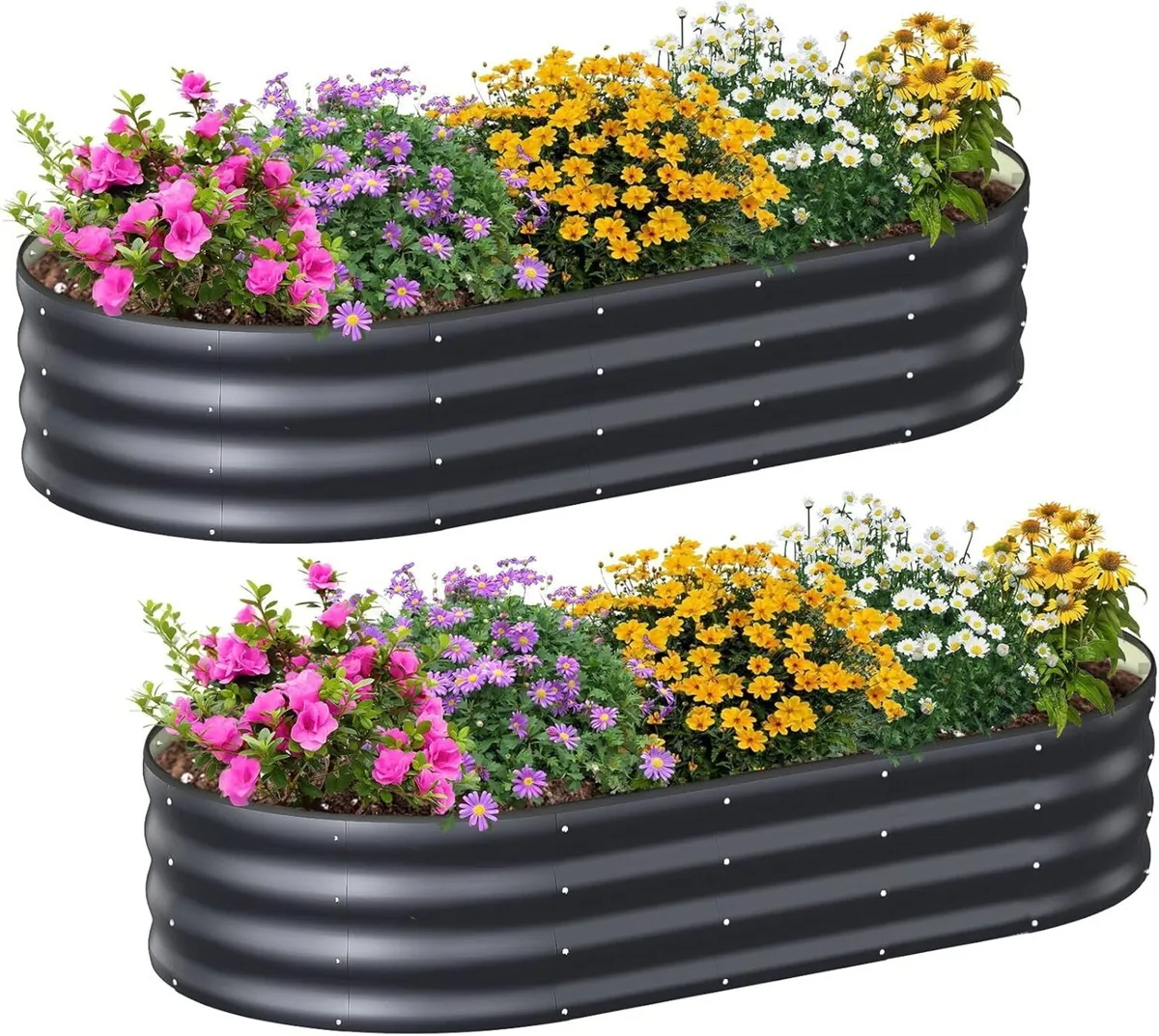 Raised Beds for Garden 2pcs Galvanised Planters - Image 1