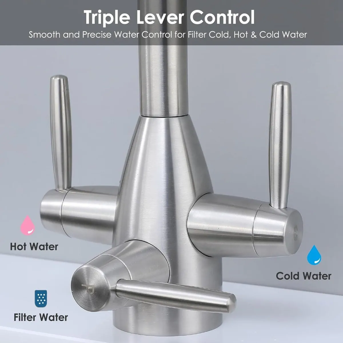 3 Way Kitchen Tap with Water Filter 304 - Image 4