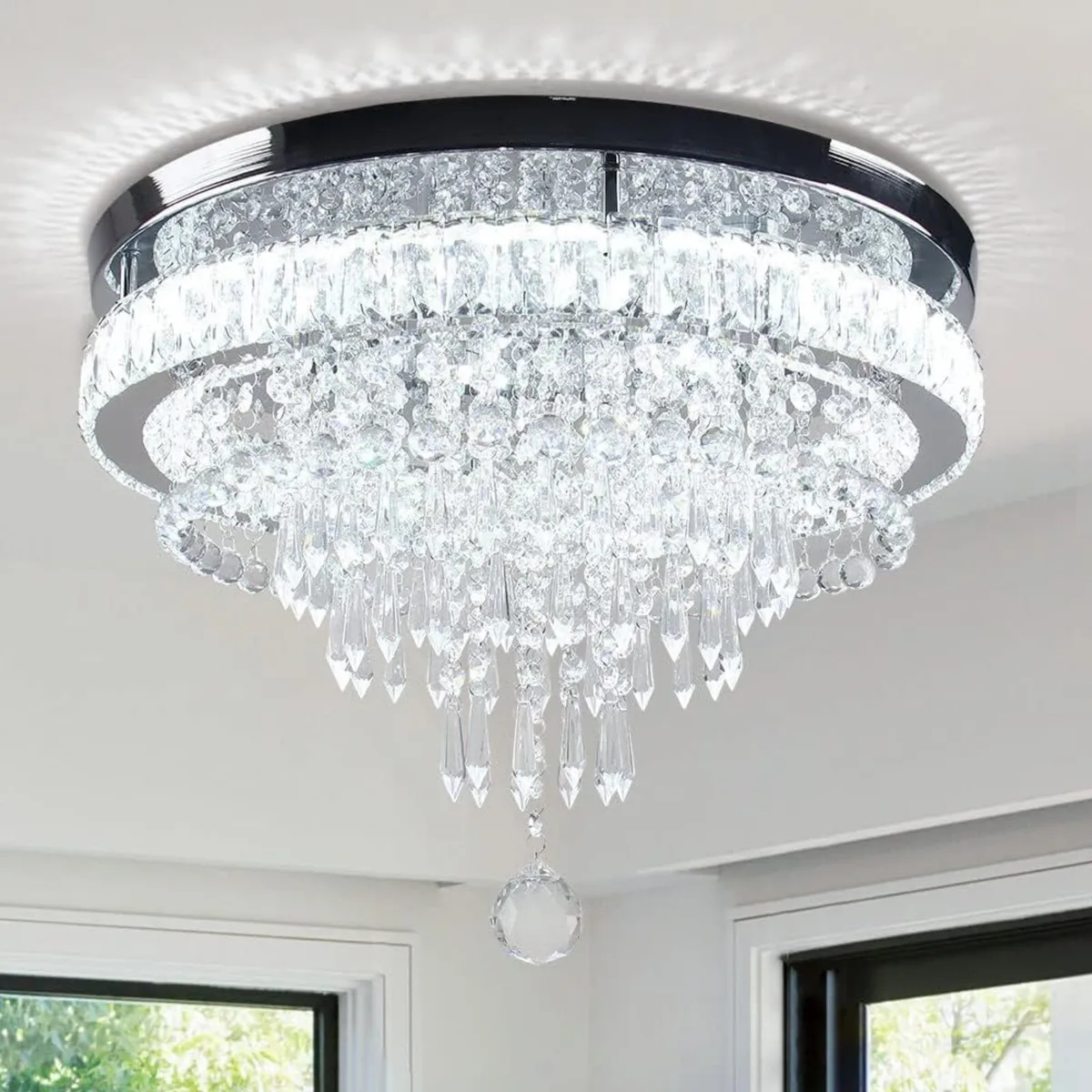 19.7" Crystal Flush Mount Chandelier Ceiling - Image 1