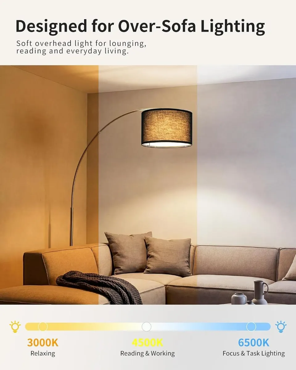 Arc Floor Lamp Rattan with Reach Adjustable - Image 3