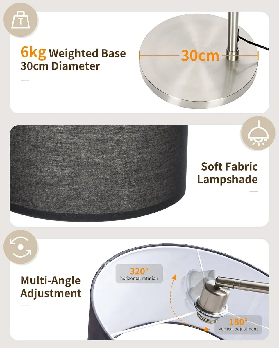 Arc Floor Lamp Rattan with Reach Adjustable - Image 4
