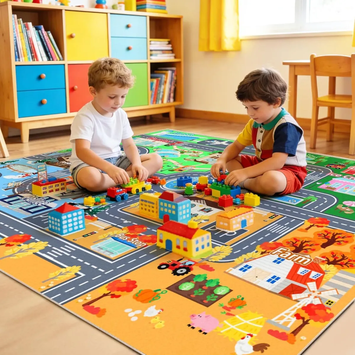 Washable Kids Rug for Playroom City Life - Image 2
