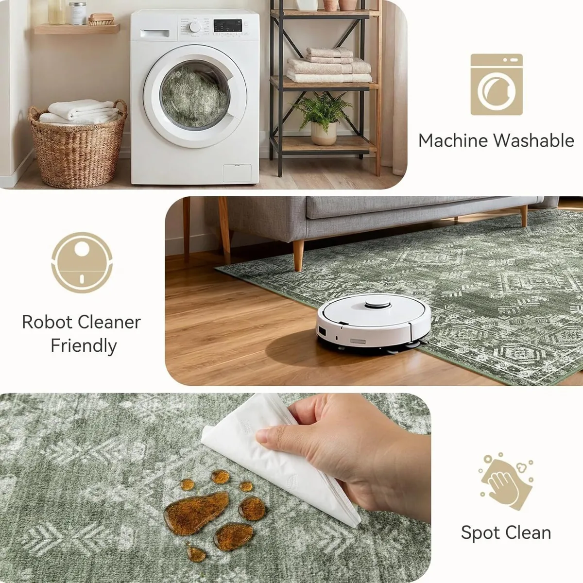 Area Rugs Living Room Washable Rug - Image 4