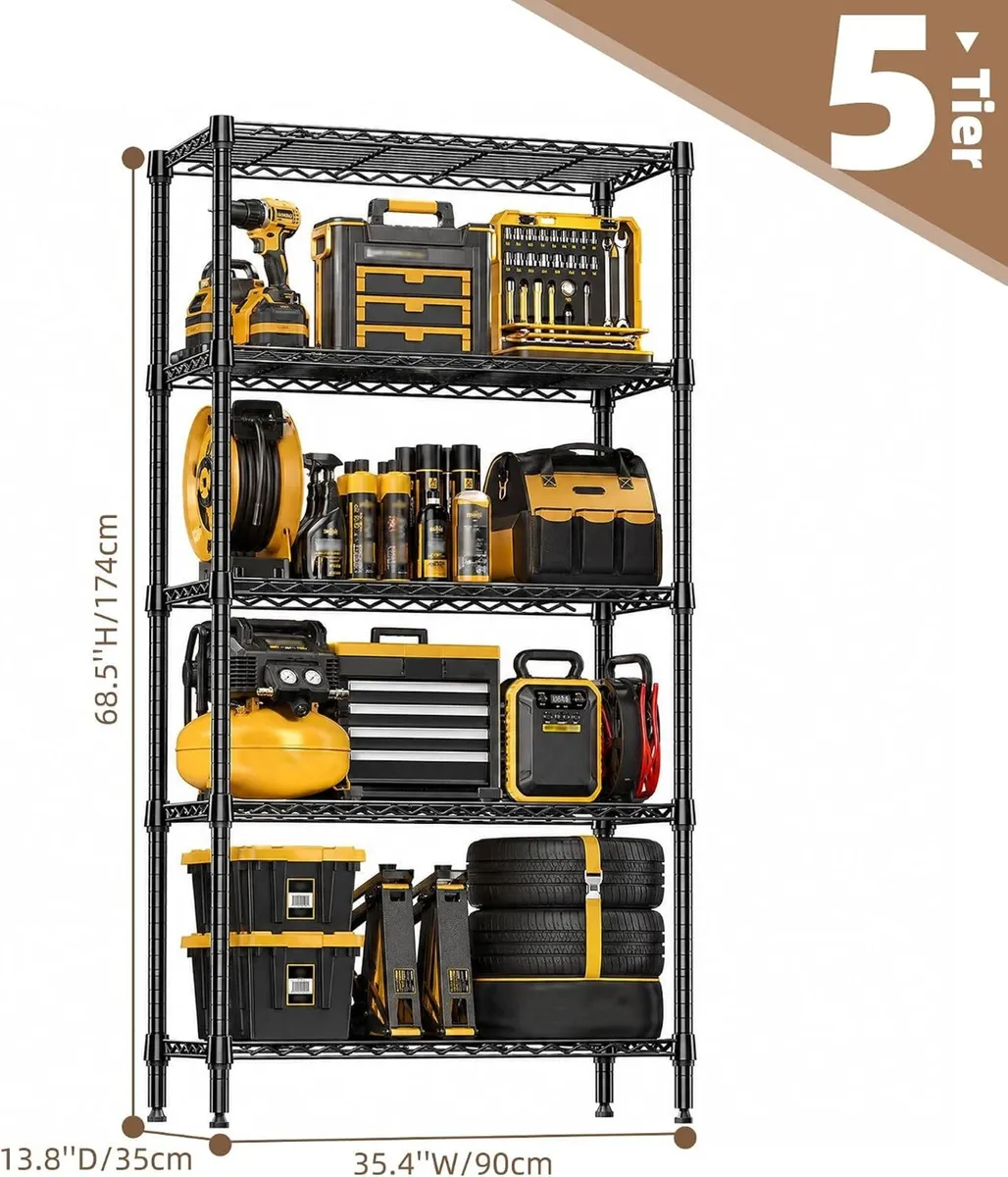5-Shelf Storage Unit with Height Adjustable - Image 3