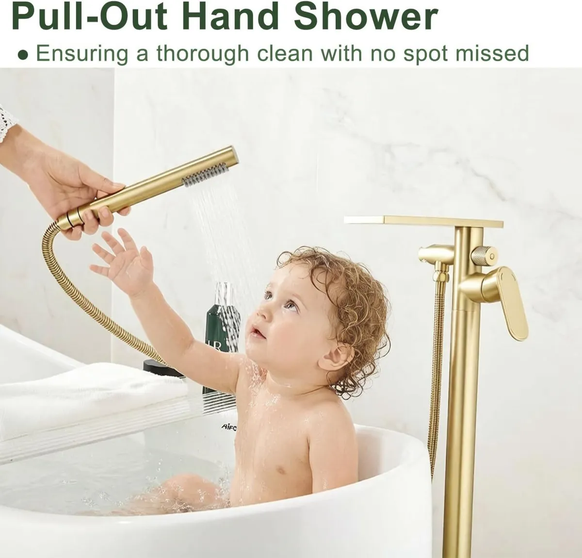 Freestanding Bath Shower Mixer Tap Floor Mounted - Image 3