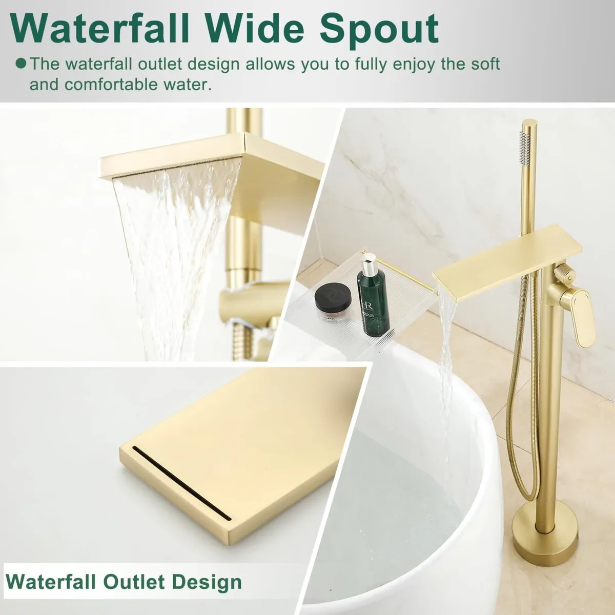 Freestanding Bath Shower Mixer Tap Floor Mounted - Image 4