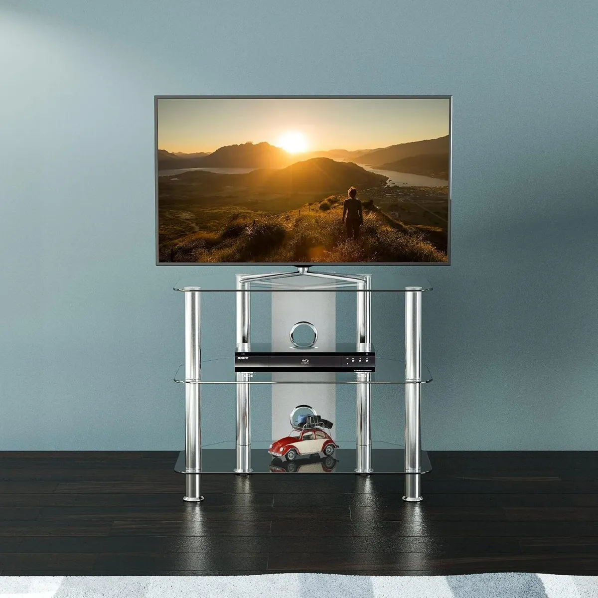 Glass Corner TV Stand Universal Clear Unit 60CM - Image 3