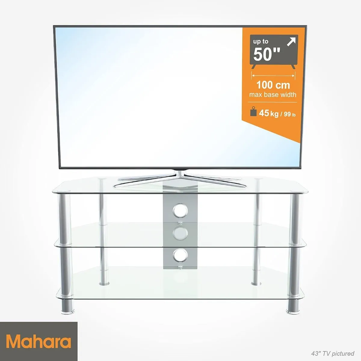 Glass Corner TV Stand with Cable Management Floor - Image 4