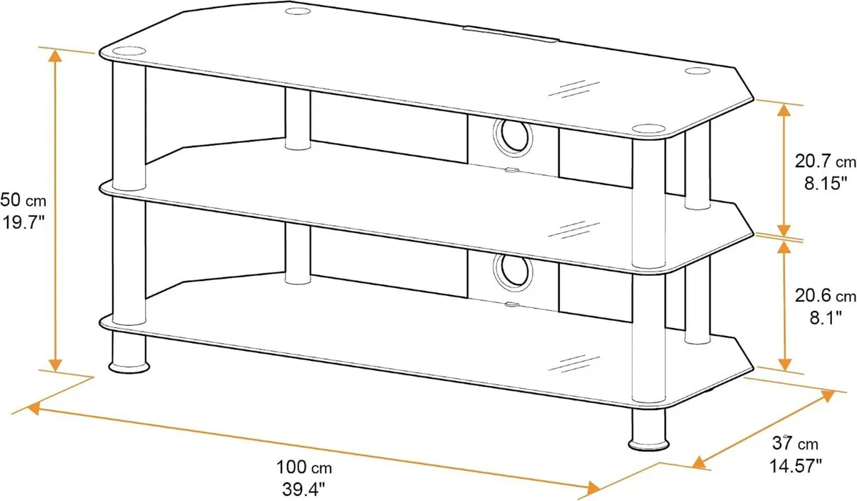Glass Corner TV Stand with Cable Management Floor - Image 2