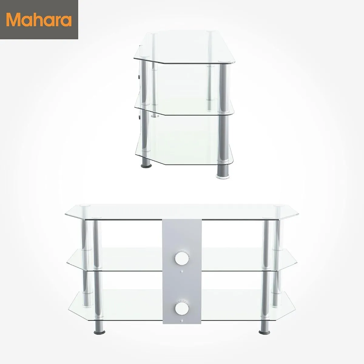 Glass Corner TV Stand with Cable Management Floor - Image 3