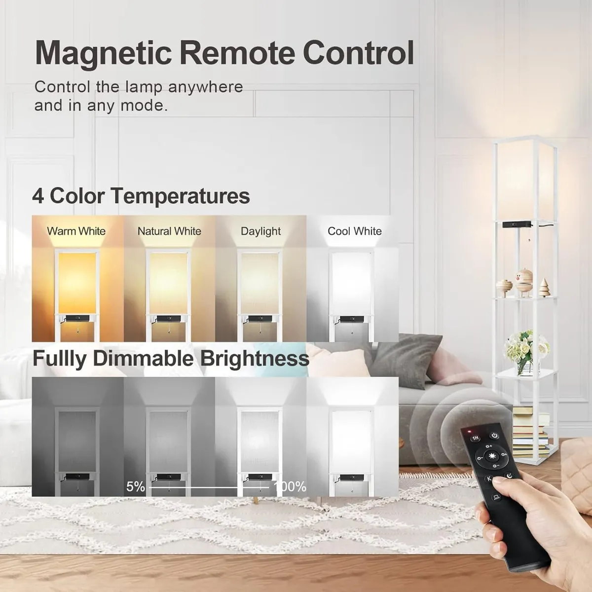 Shelf Floor Lamp with Drawer 2 USB-C Ports - Image 2