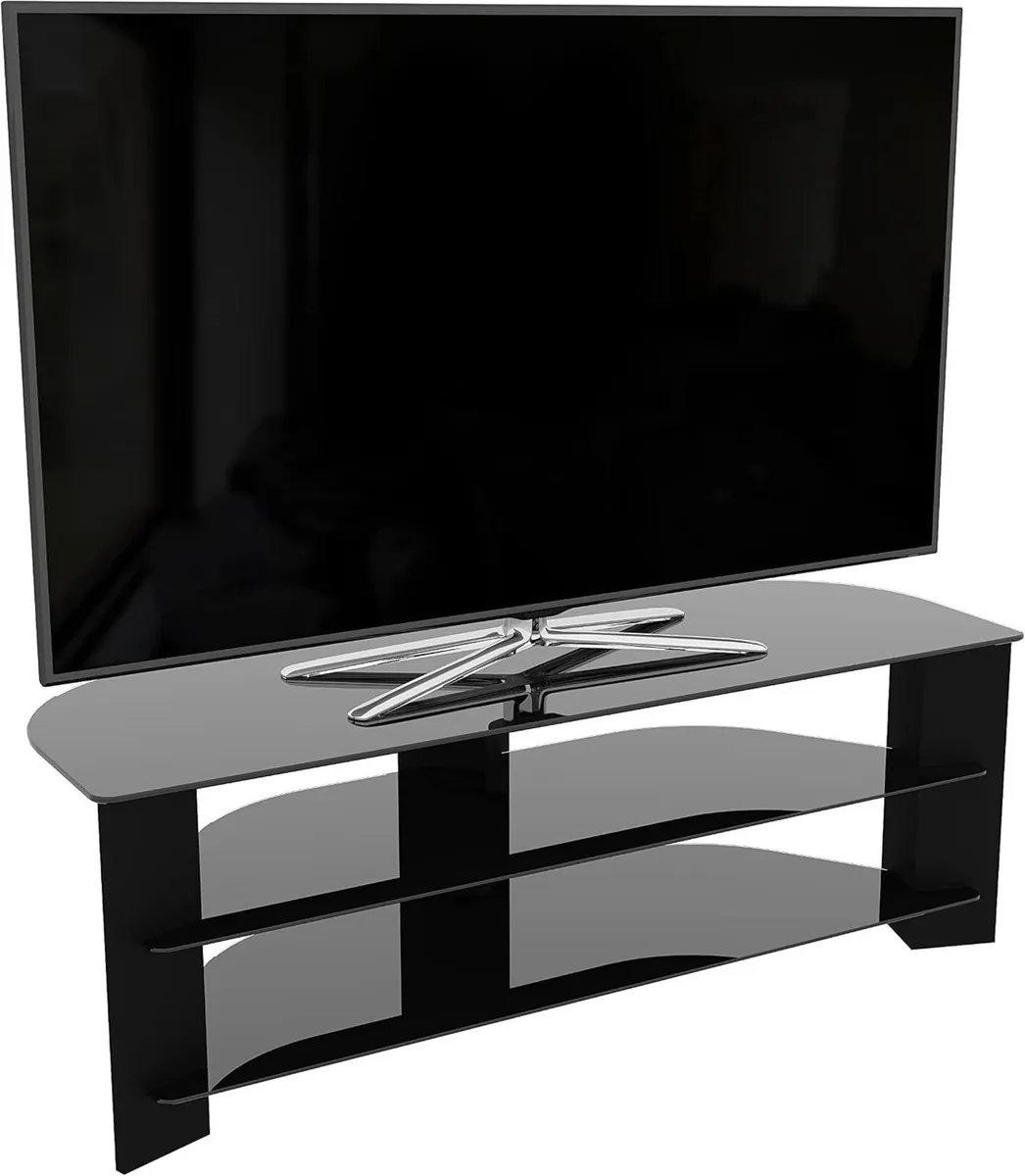 Corner TV Stand Universal Unit with Glass Shelves - Image 4