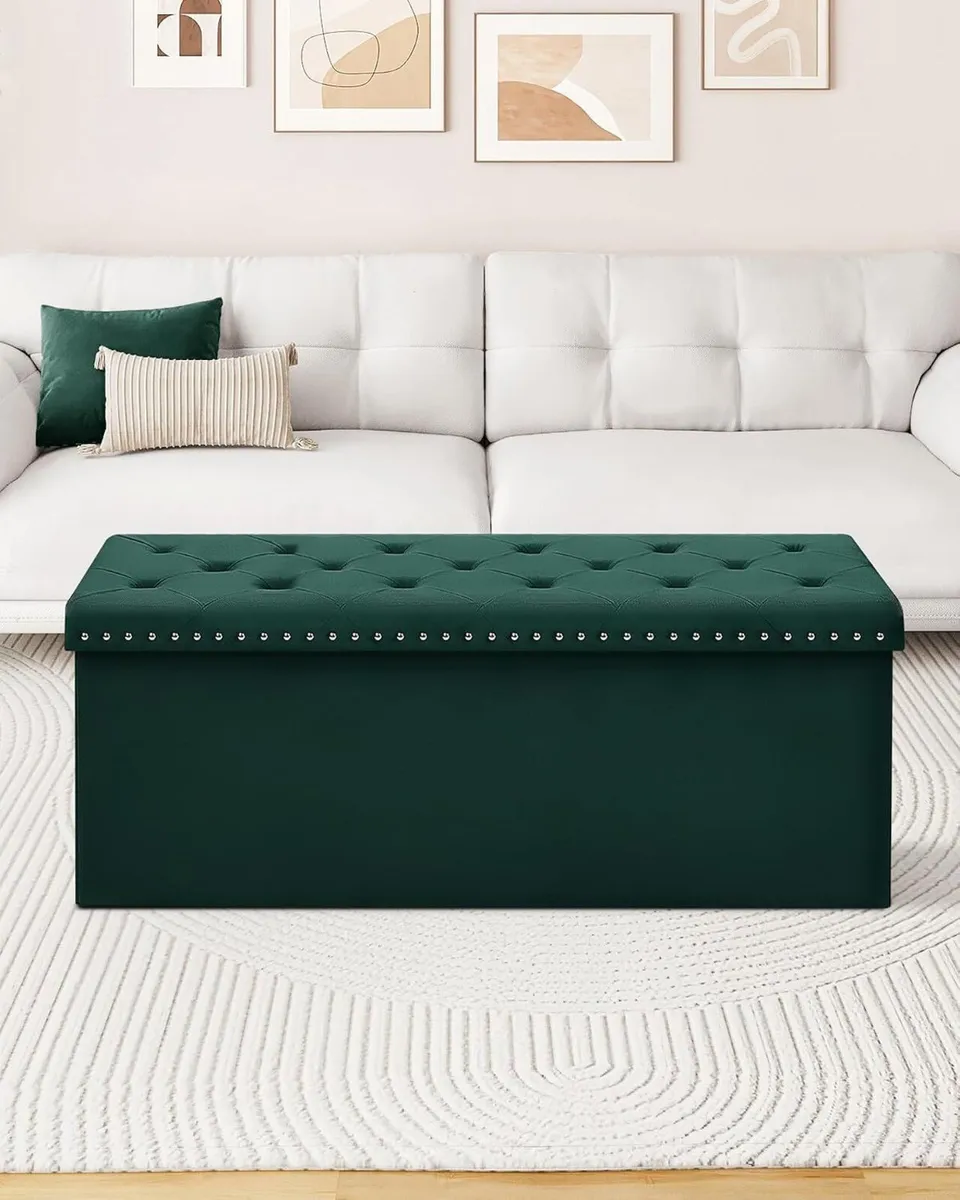 Folding Ottoman Storage Bench Extra Large Foot - Image 4