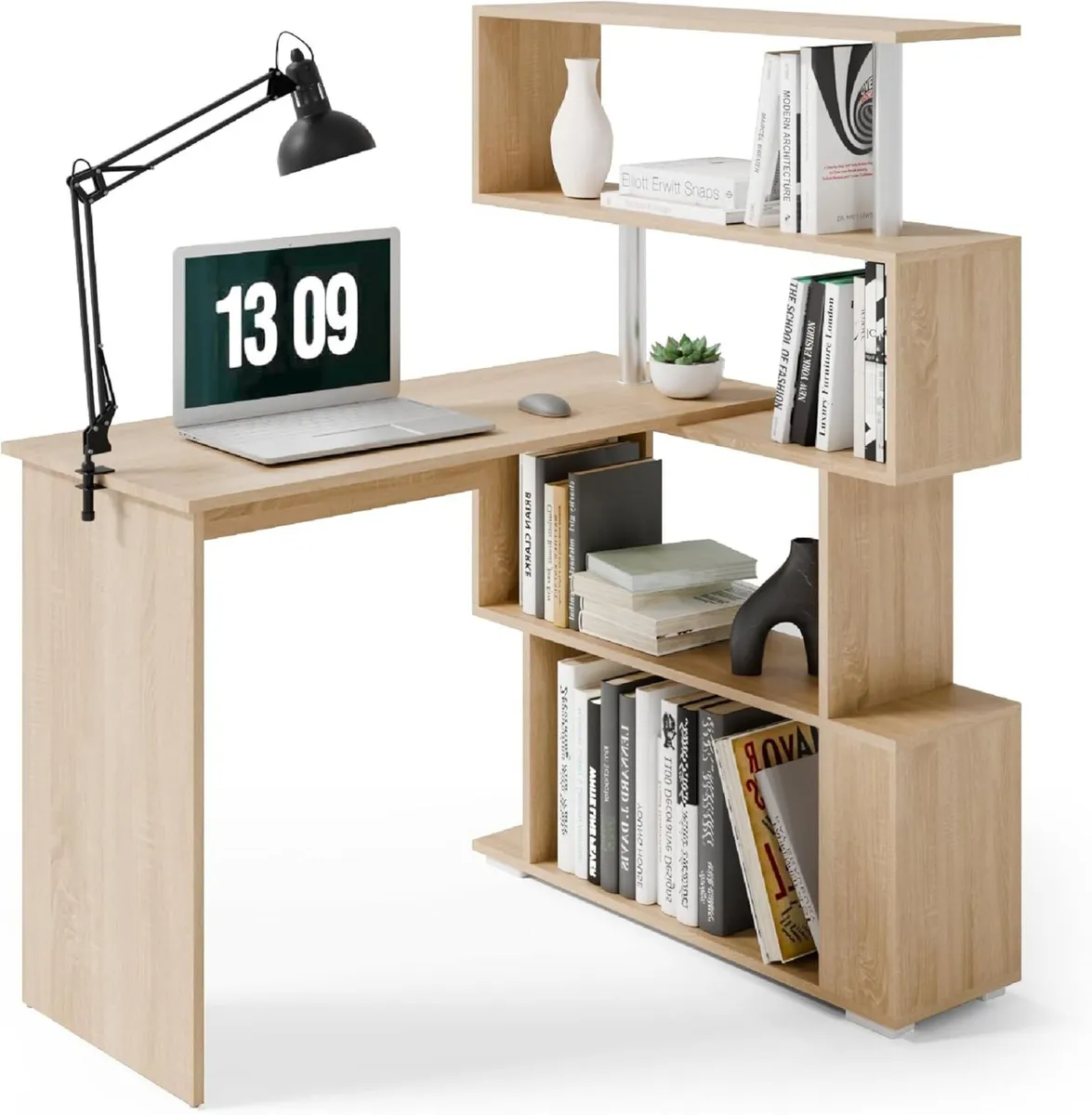 Corner Desk L Shaped with Rotatable Storage - Image 1