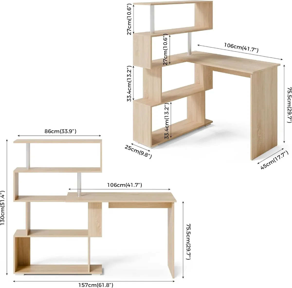 Corner Desk L Shaped with Rotatable Storage - Image 3