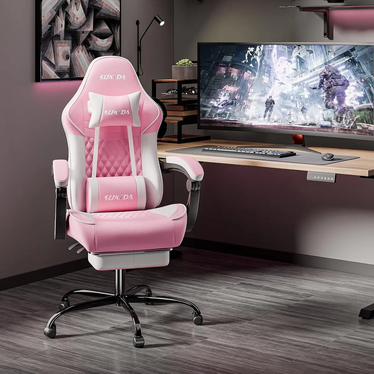 Gaming Ergonomic Chair with Footrest Office - Image 2