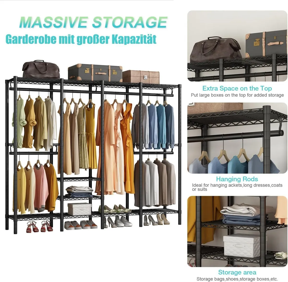 Clothes Rails Coat Rack with Adjustable Wire - Image 4