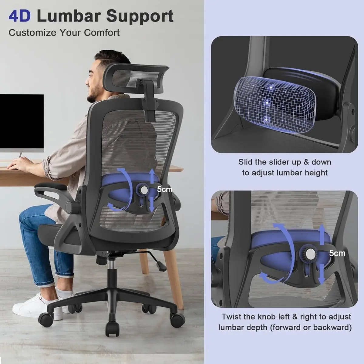 Office Chair Ergonomic with Lumbar Support - Image 3
