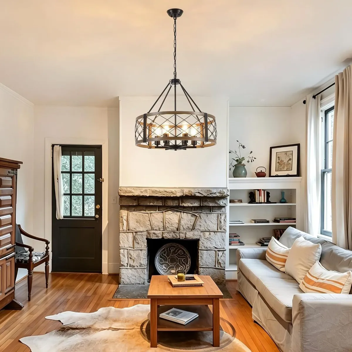 6 Lights Industrial Rustic Chandelier Ceiling - Image 2