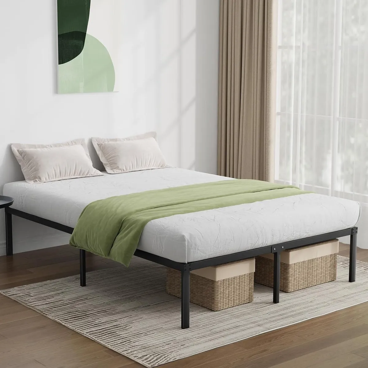 Metal Bed Frame Platform Steel Slat Support - Image 2