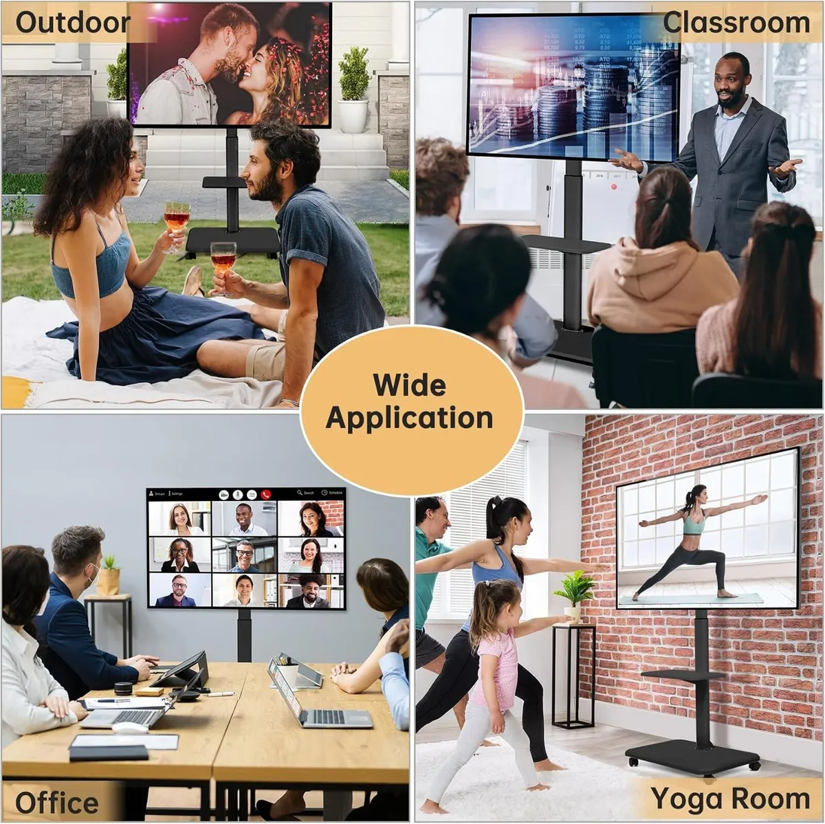 Rolling TV Stand for 32-70 Inch Flat Curved - Image 4