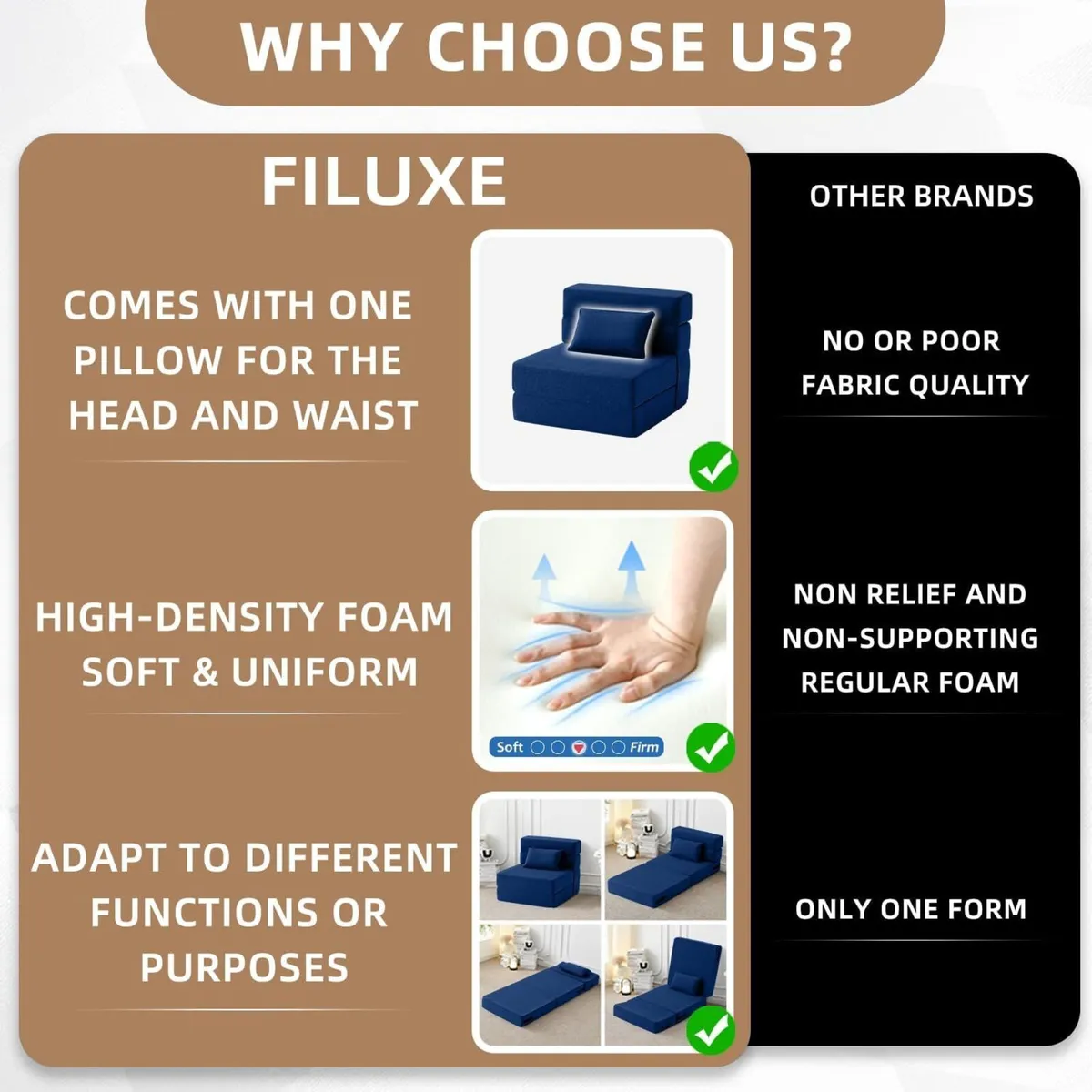 Convertible Folding Sofa Bed Sleeper Chair - Image 4
