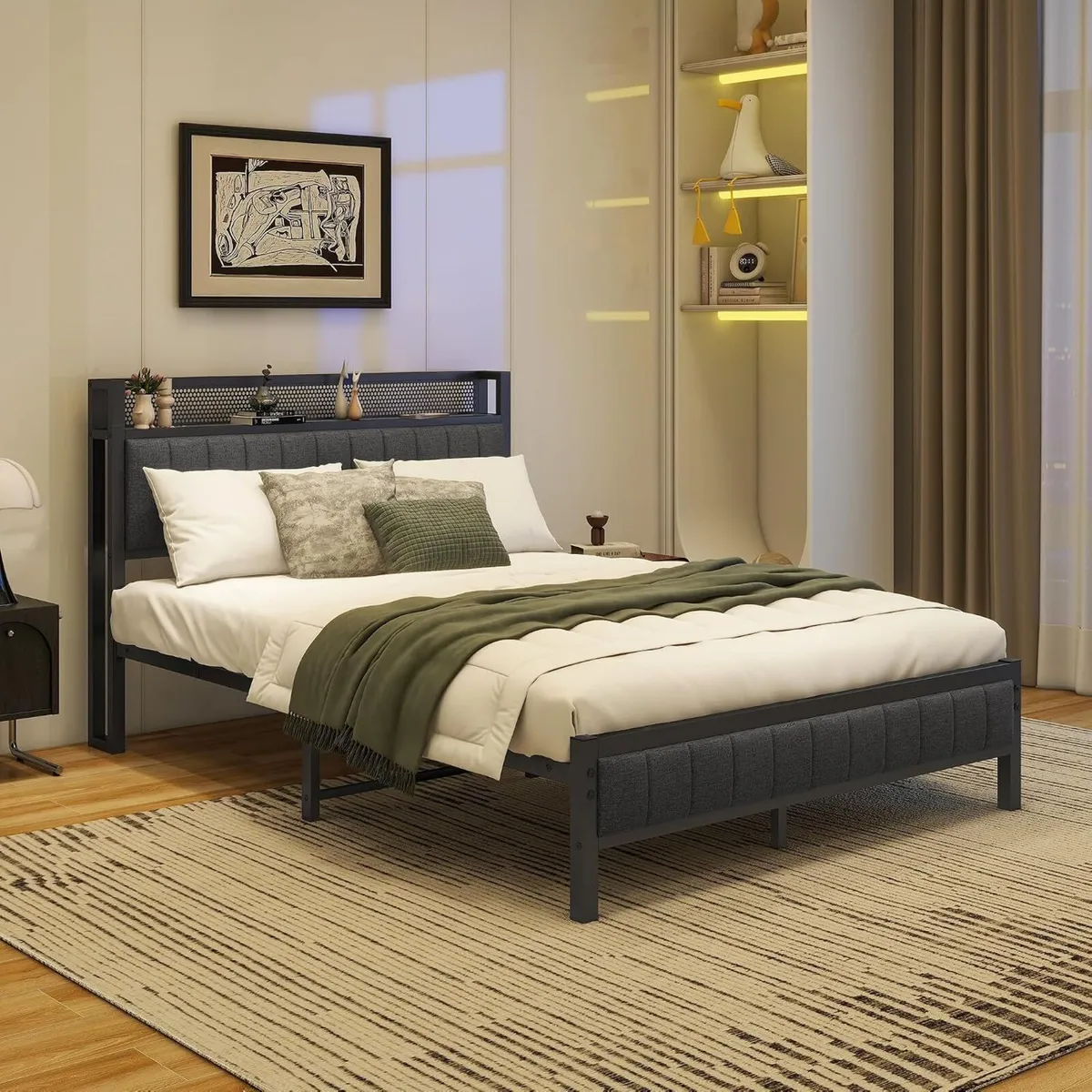 Bed Frame with Storage Headboard - Image 3