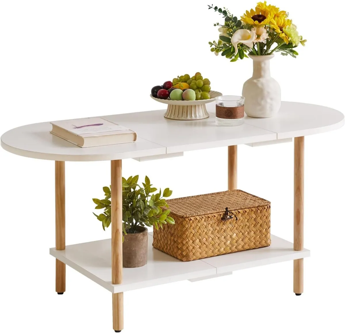 Small Coffee Table Living Room Wooden with 2 - Image 1