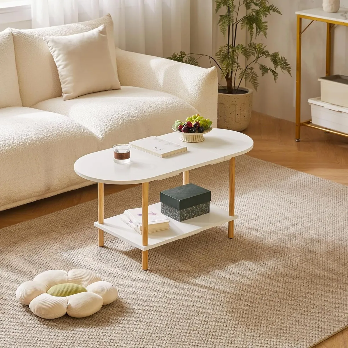 Small Coffee Table Living Room Wooden with 2 - Image 2