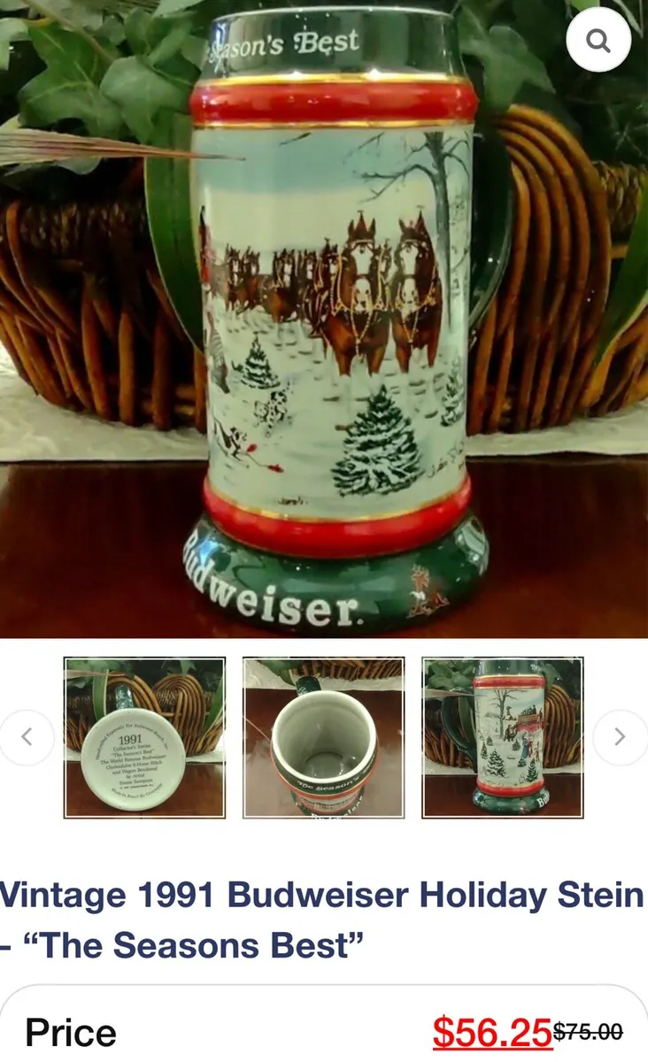 2-VINTAGE BUDWEISER TANKARDS - Image 1