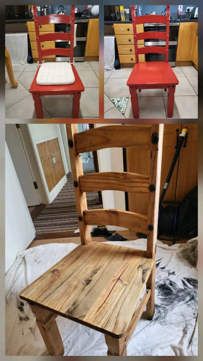 Upcycled Mexican Pine chair (Ruby Red) - Image 1