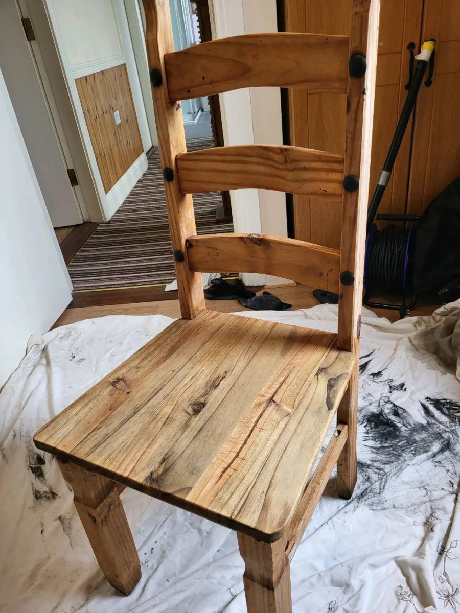 Upcycled Mexican Pine chair (Ruby Red) - Image 2