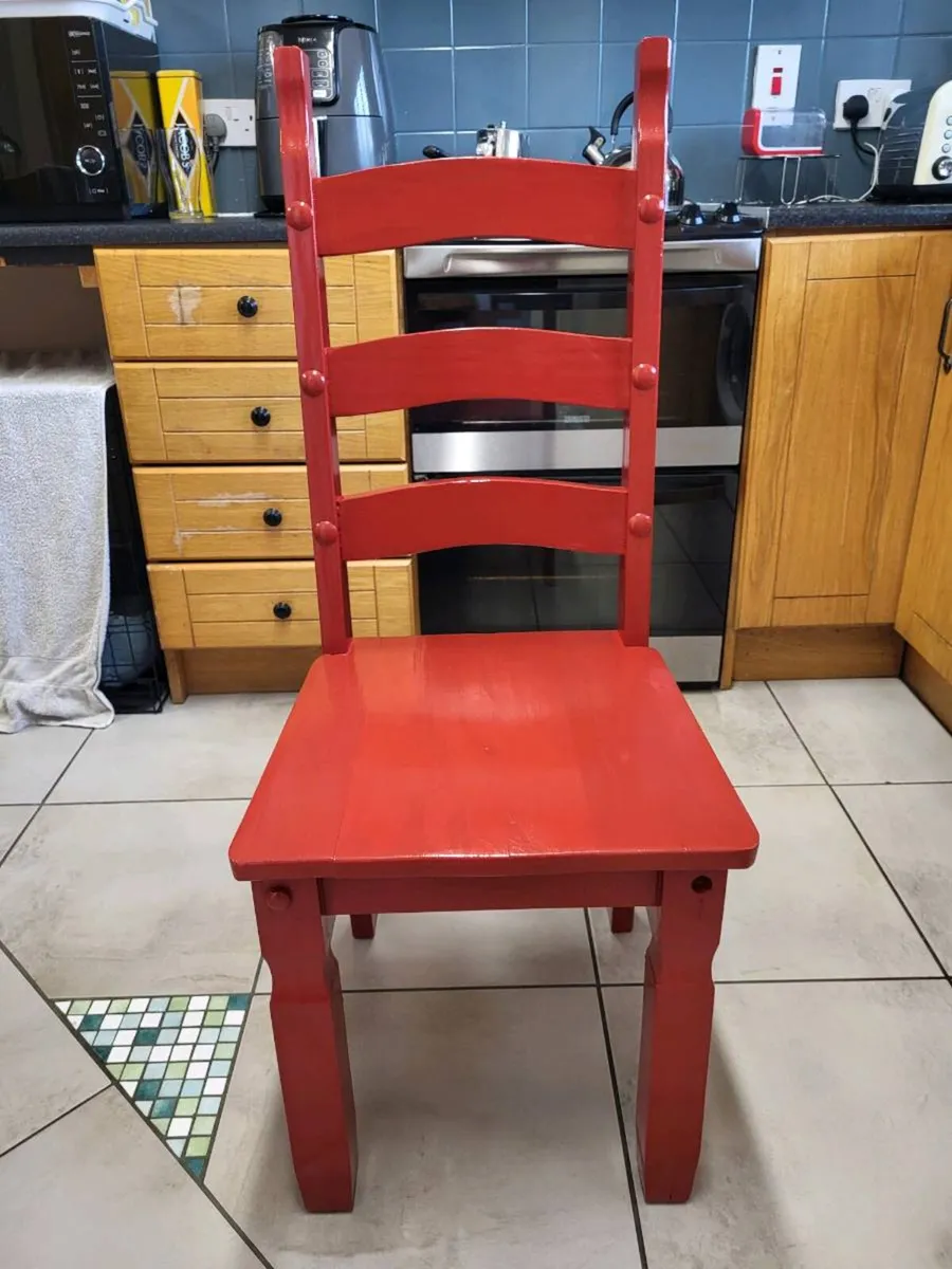 Upcycled Mexican Pine chair (Ruby Red) - Image 3
