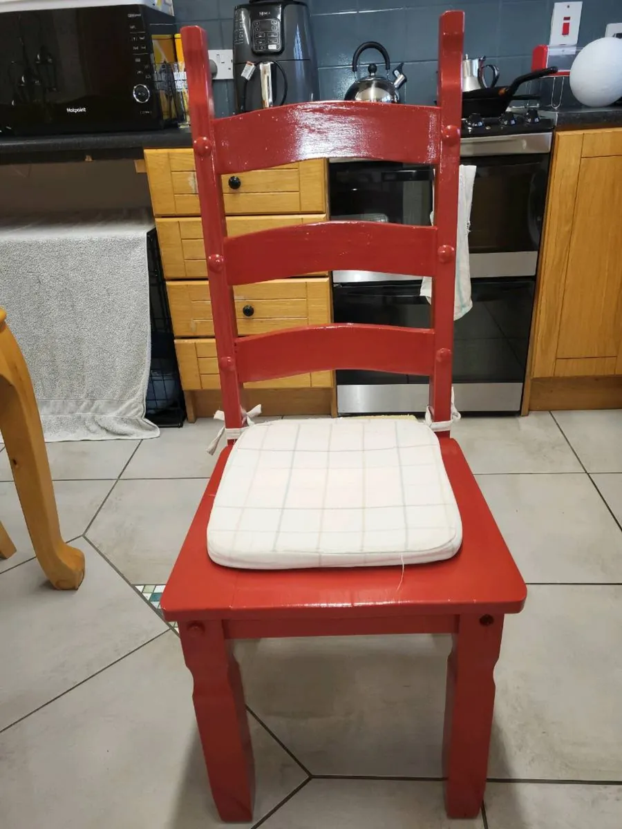 Upcycled Mexican Pine chair (Ruby Red) - Image 4