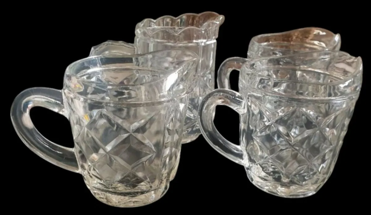 4 Pristine Vintage Pressed Glass Creamer Jugs - Image 2
