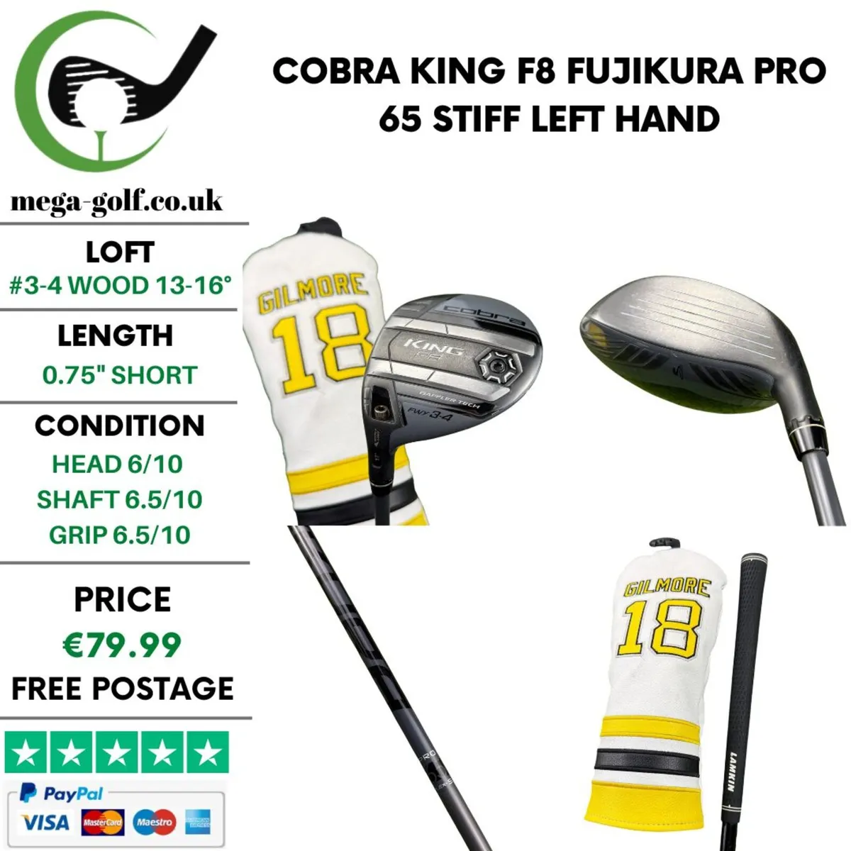Cobra King F8 #3-4 Wood 13-16° / Stiff / Left Hand - Image 1
