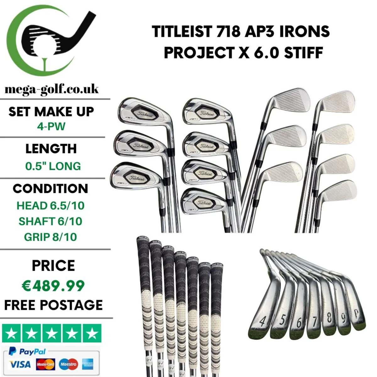 Titleist 718 AP3 Irons / 4-Pw /Project X 6.0 Stiff - Image 1