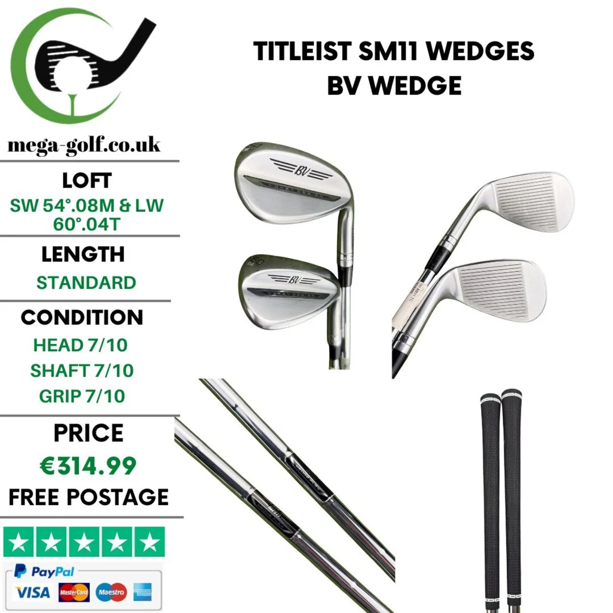 Titleist SM11 Wedges Sw 54°.08M & Lw 60°.04T - Image 1