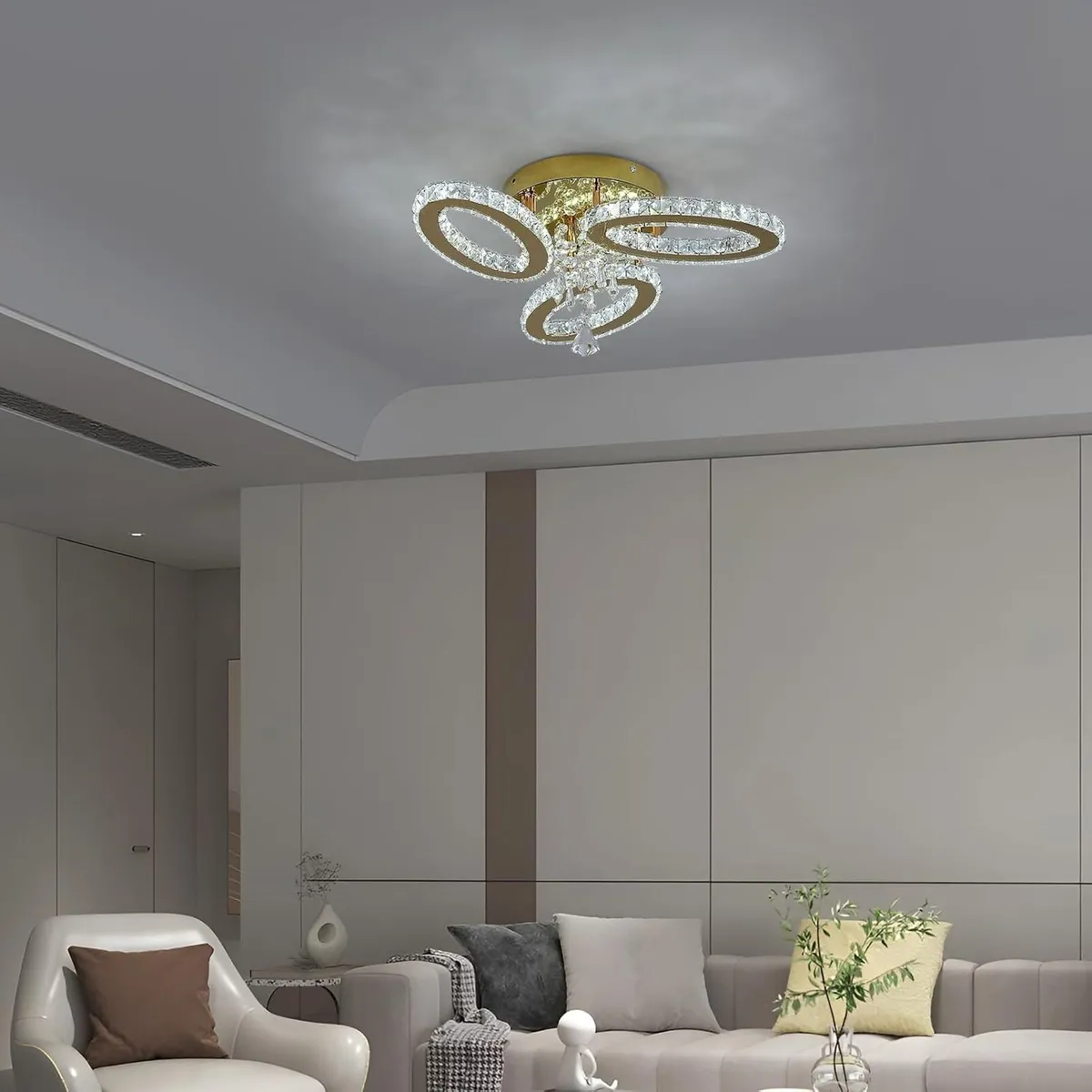 Crystal Chandelier Flush Mount Light Dining Room - Image 3