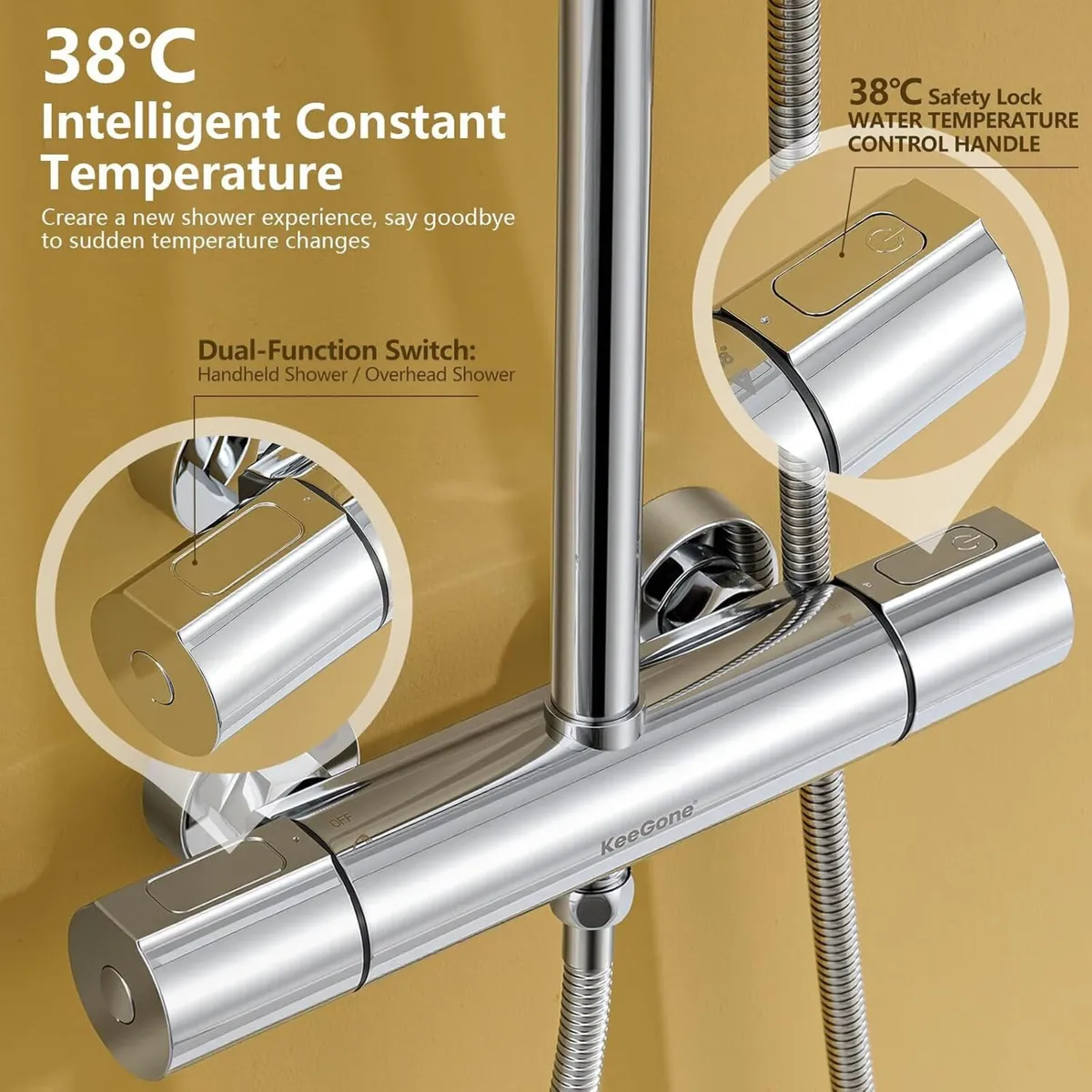 Thermostatic Shower System Stainless Steel 25CM - Image 2