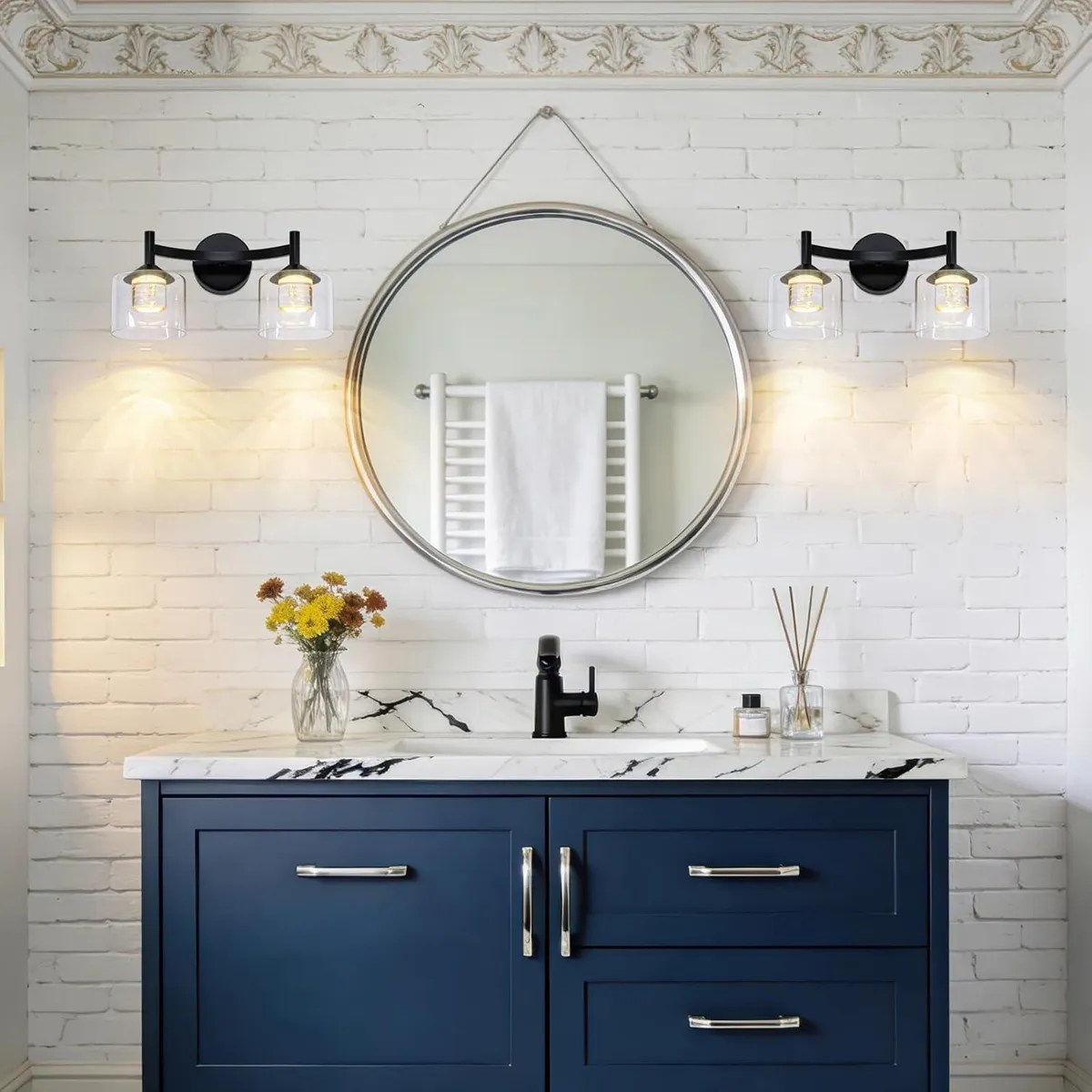 2-Light Wall Sconces Vanity Light with Clear Glass - Image 3