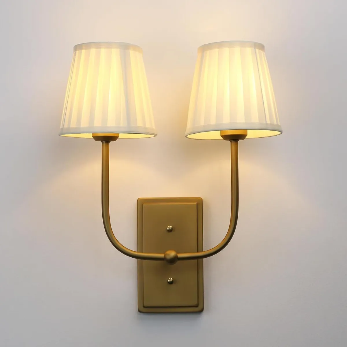 Vintage 2-Lights Wall Light Sconces Funnel Fabric - Image 1