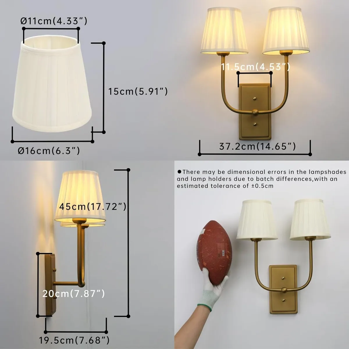 Vintage 2-Lights Wall Light Sconces Funnel Fabric - Image 2