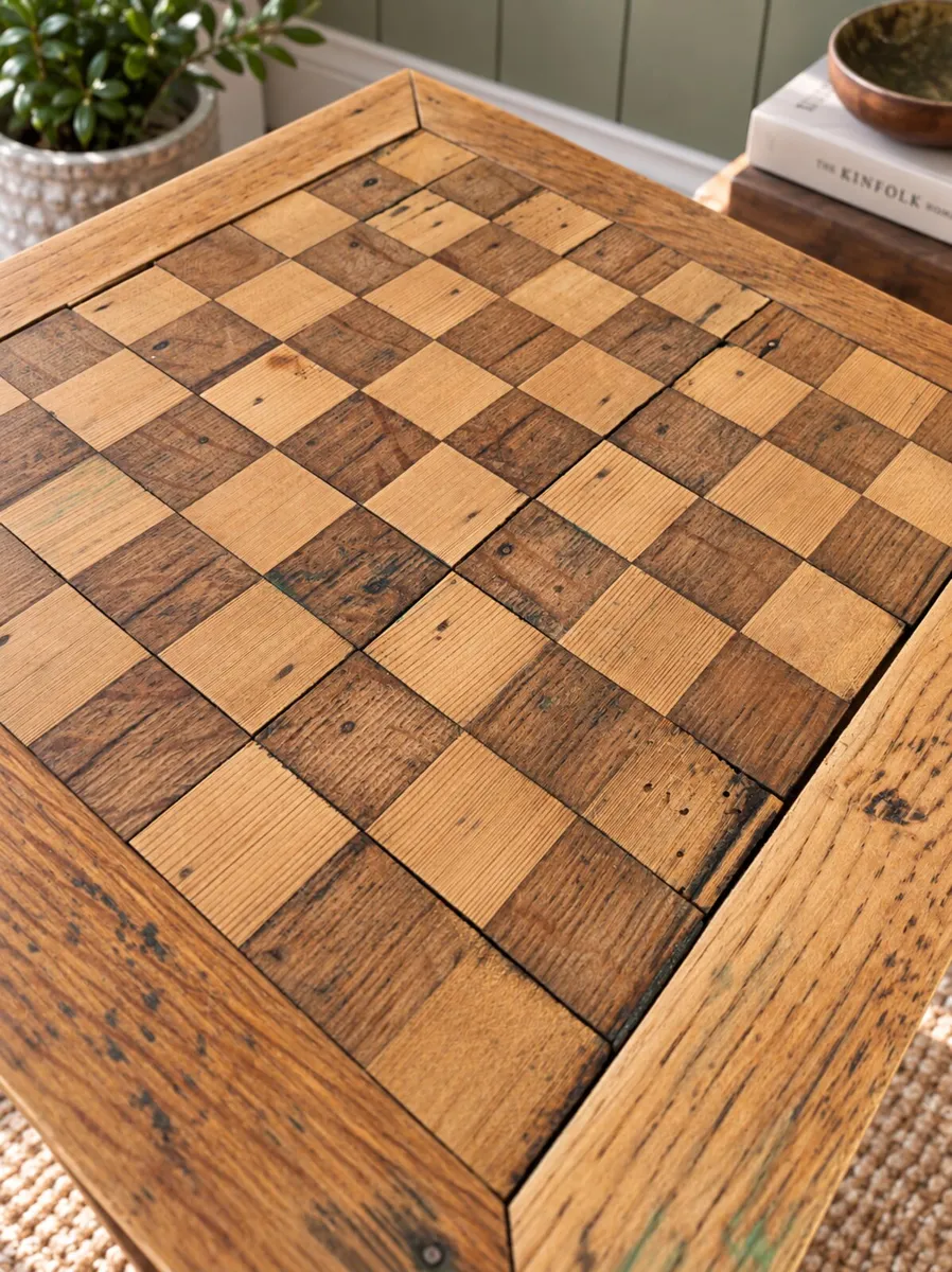 Vintage Wooden Chess Sidetable - Image 3