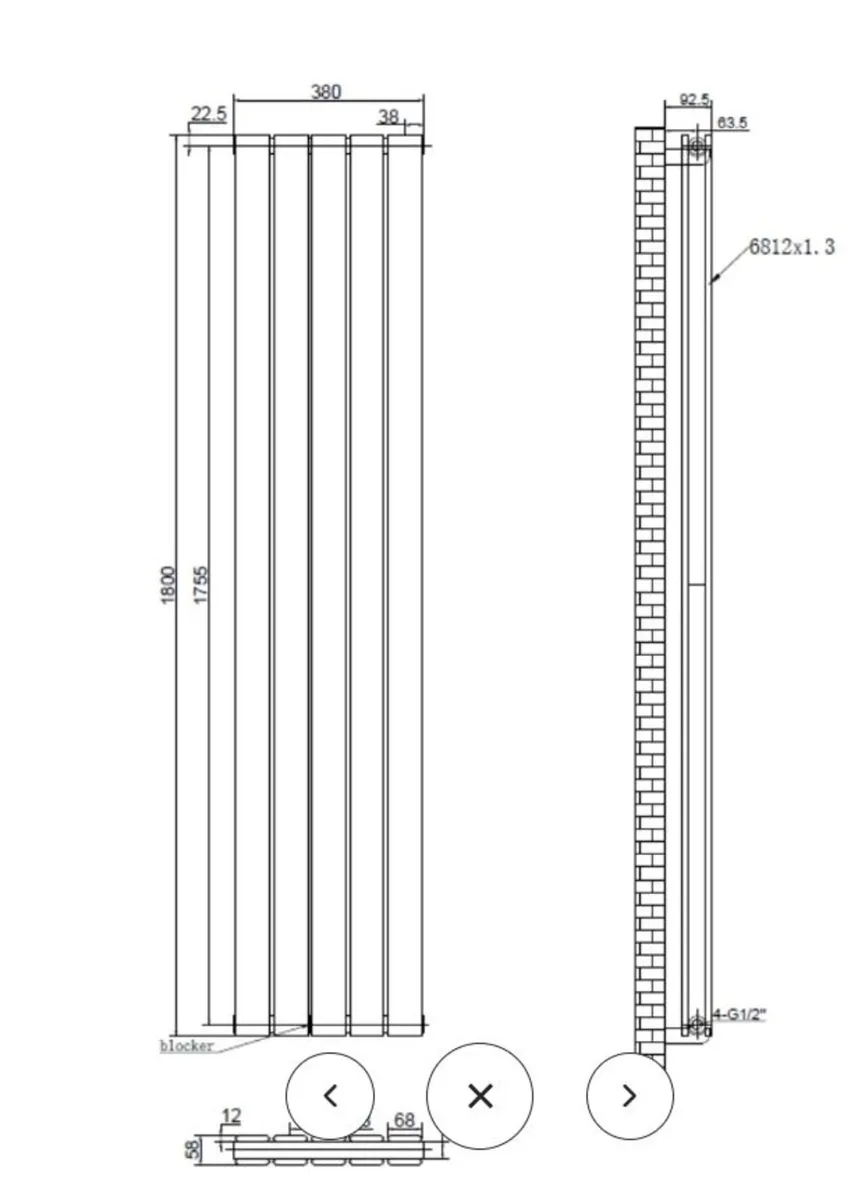 Parallel 1800 x 380mm Double Panel Radiator - Image 3