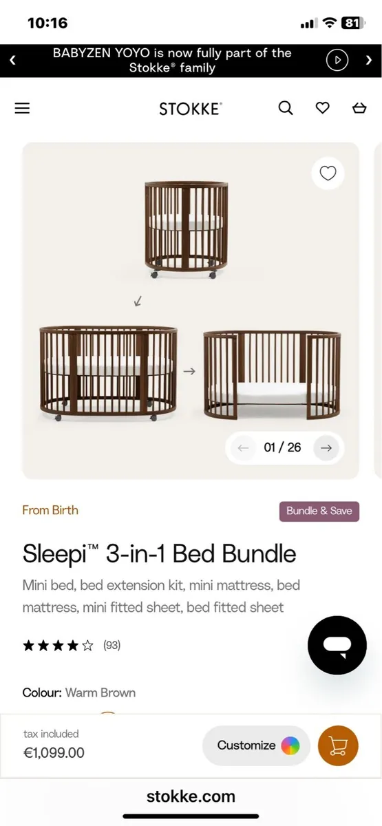 Stokke Sleepi- 3-in-1 Cot/Child Bed - Image 1