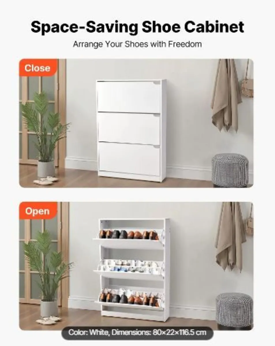 Shoe Cabinet with 3 Flip Drawers - Image 3