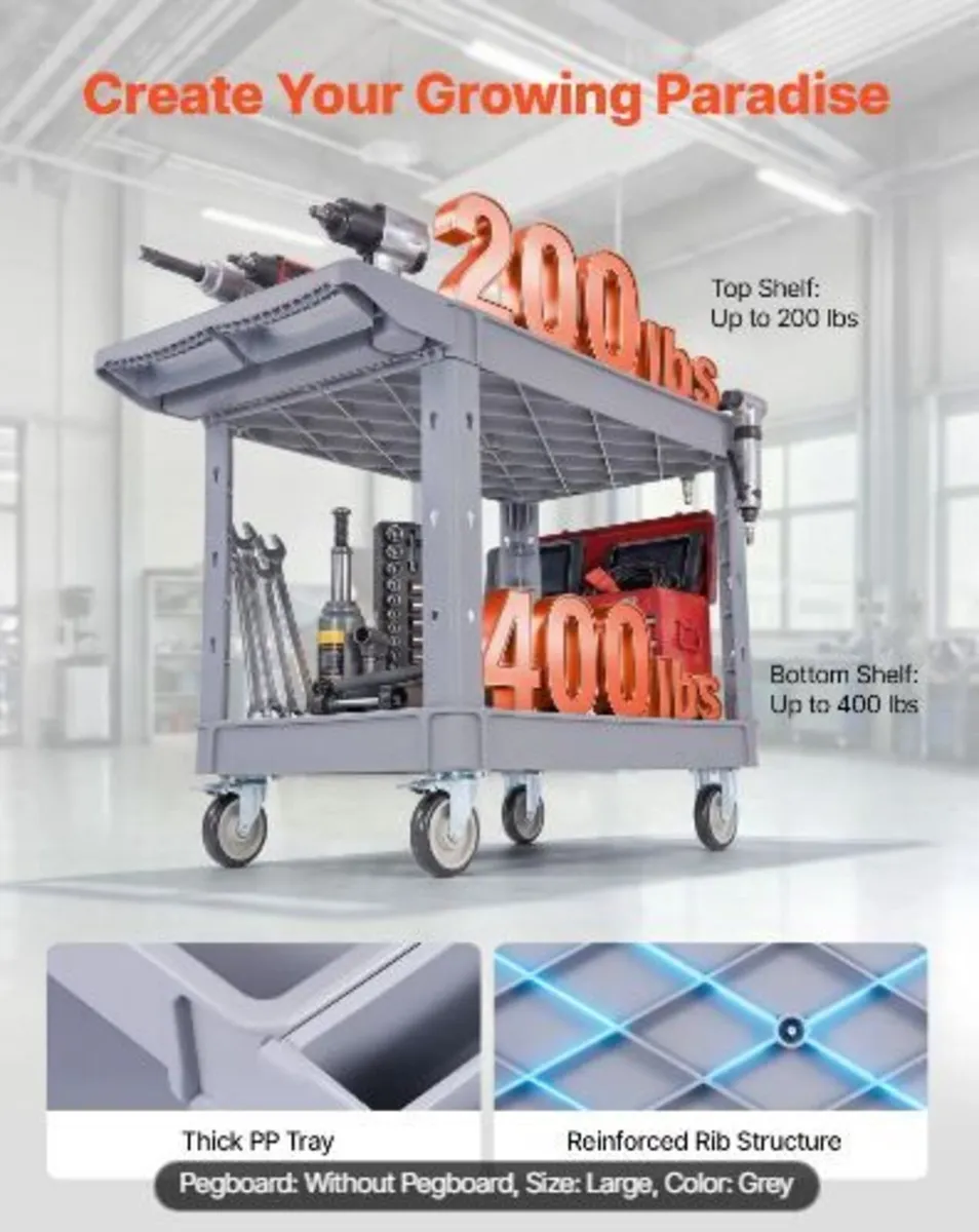 Utility Cart, 250 kg Capacity, 2 Tier - Image 2