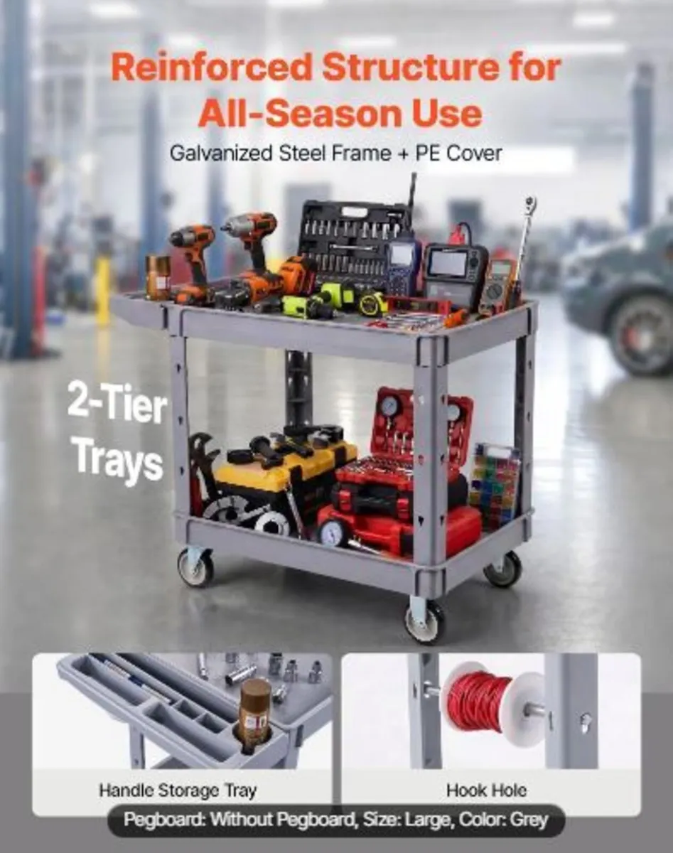 Utility Cart, 250 kg Capacity, 2 Tier - Image 3