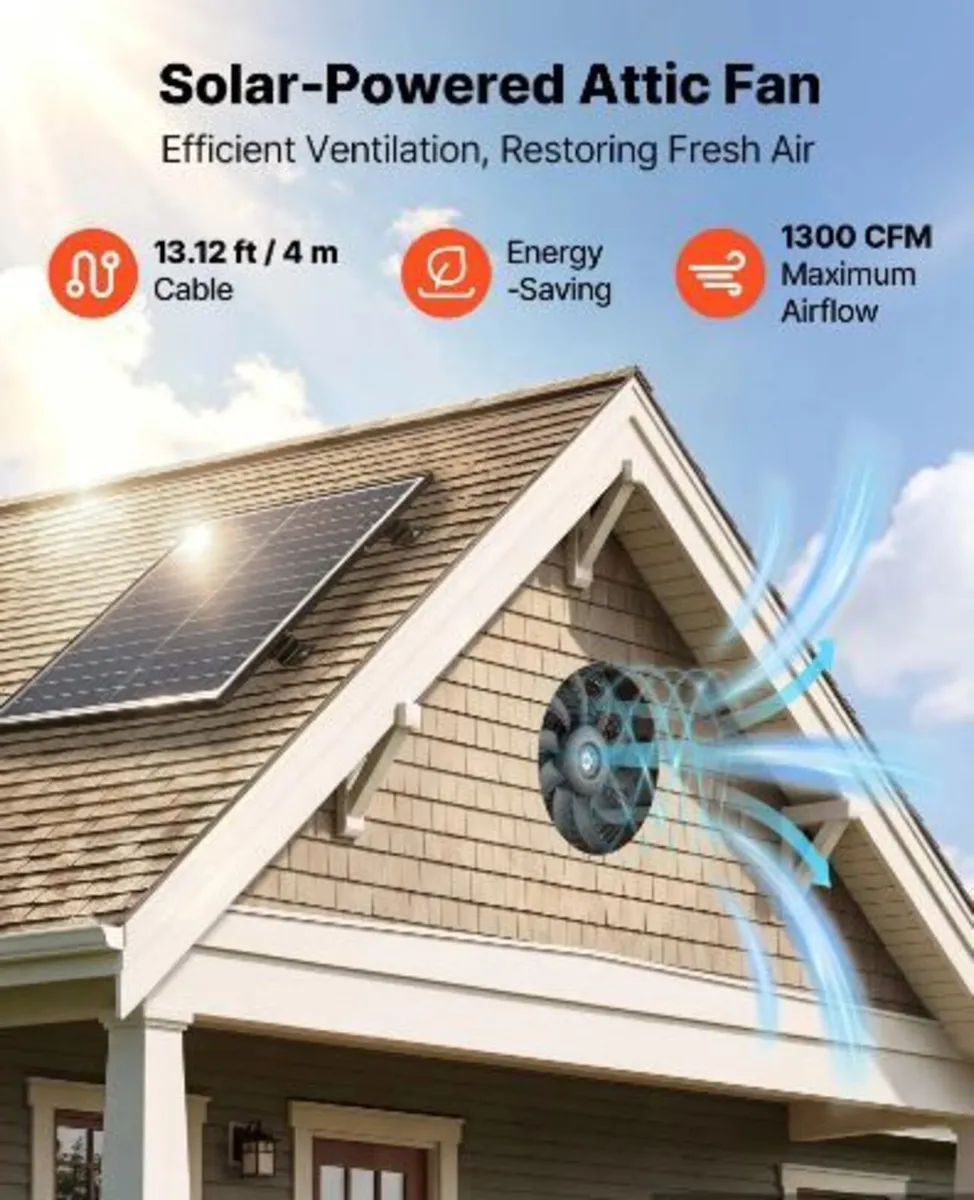 Gable Mount Fan, 30.5 cm Solar-Powered - Image 3
